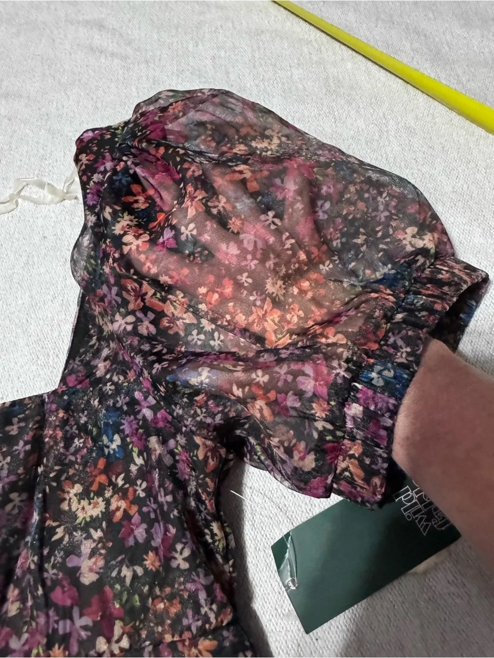 wild fable Black Floral Puff Sleeve Dress
